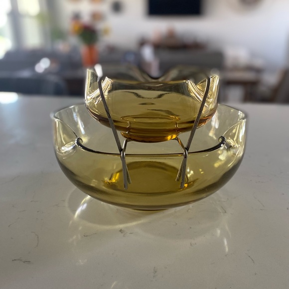 Vintage Amber Chip & Dip Bowl Set 1980’s 🌿 - Picture 6 of 8